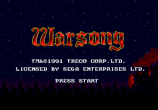 Warsong title screen for Sega Genesis